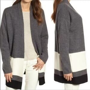 Eileen Fisher Felted Striped Open Cardigan Sz S